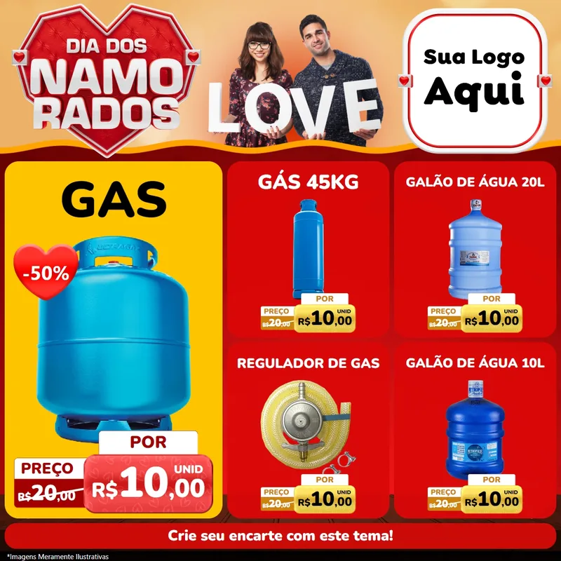 Modelo de Rede Social para Feed Facebook com o tema Dia dos Namorados para Água e gás
