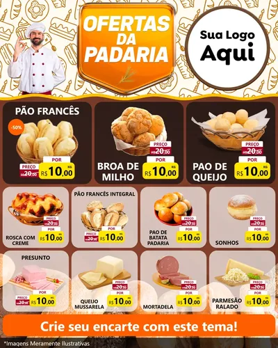 Modelo de Rede Social para Feed Instagram com o tema Ofertas da Padaria para Padaria
