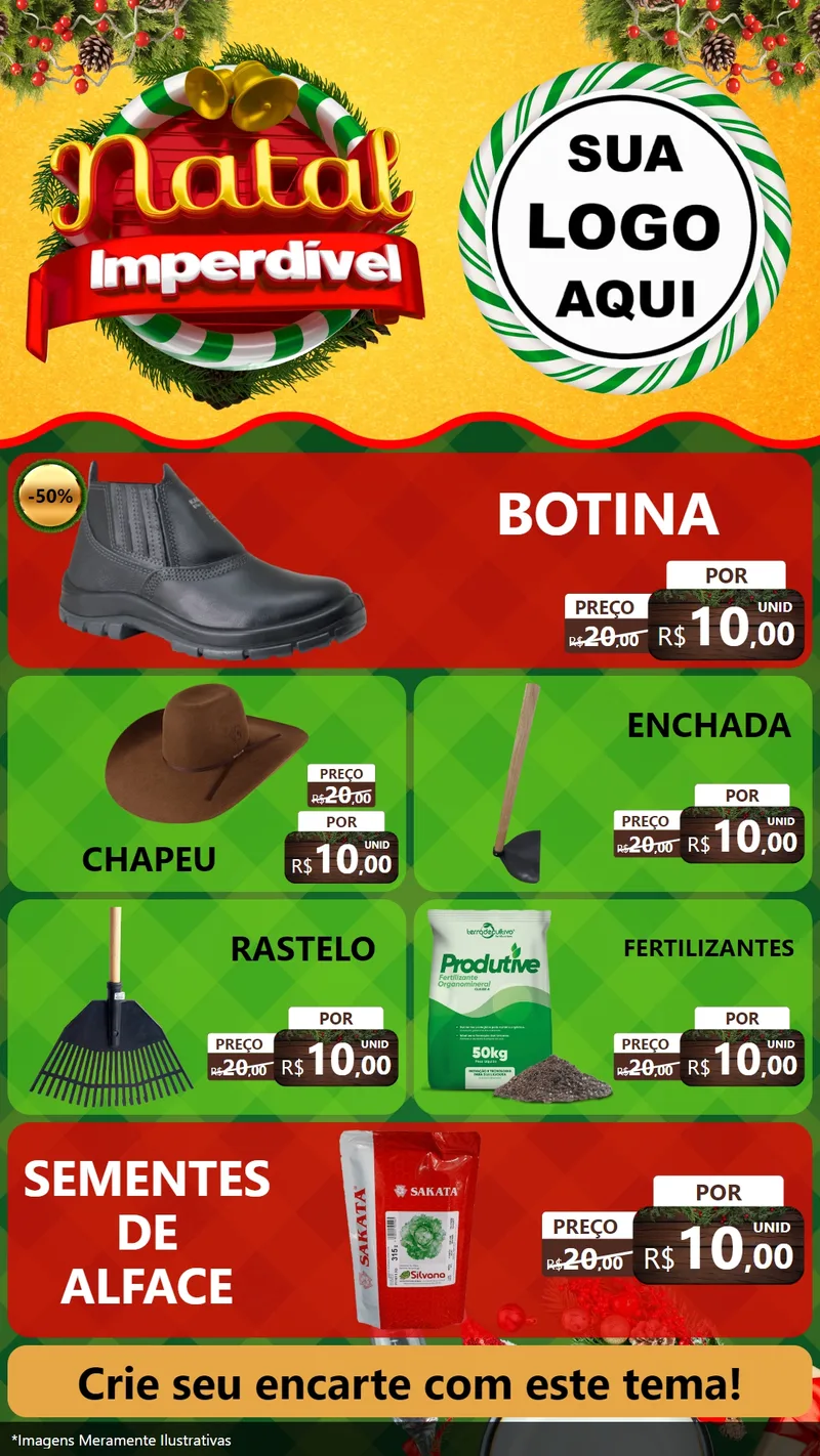 Modelo de TV para TV Vertical com o tema Natal Imperdível para Agropecuária