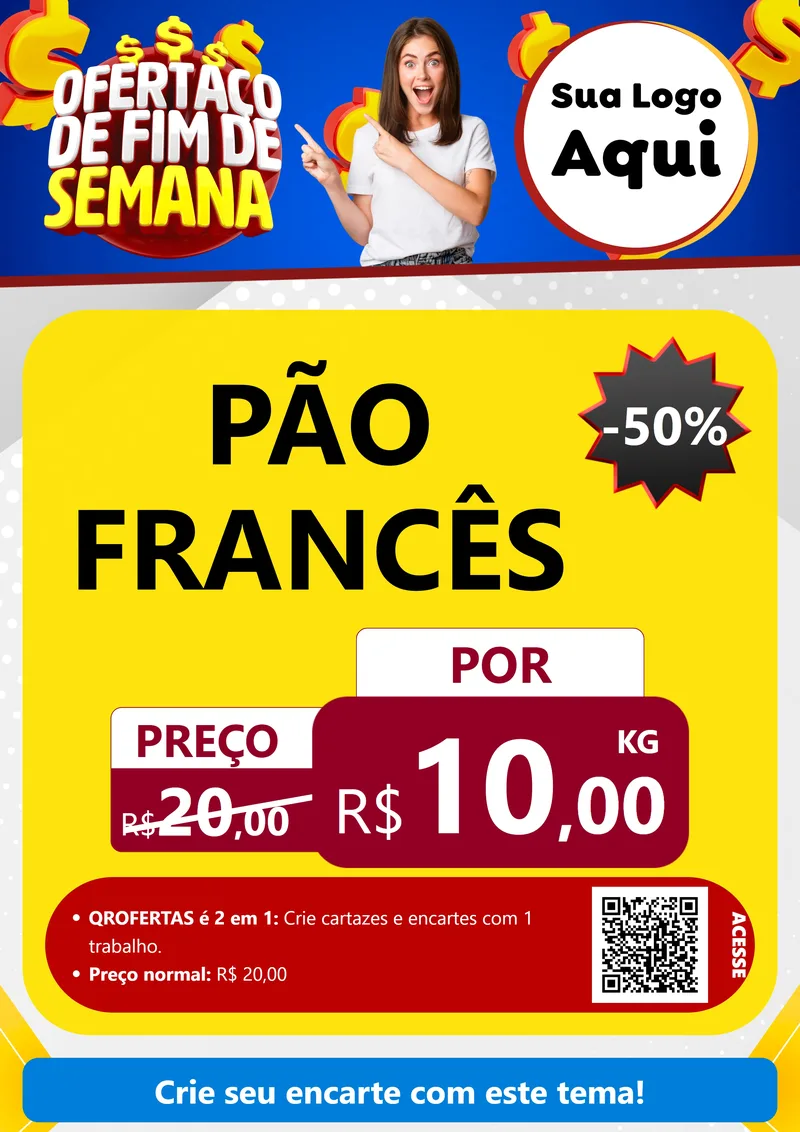 Modelo de Cartaz para Cartaz A4 Vertical com o tema Ofertaço de Fim de Semana para Padaria