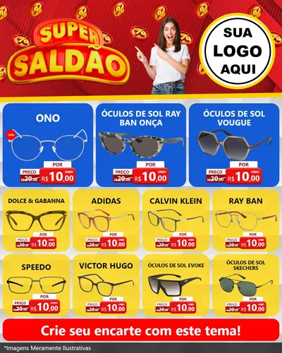 Modelo de Rede Social para Feed Instagram com o tema Super Saldão para Óticas
