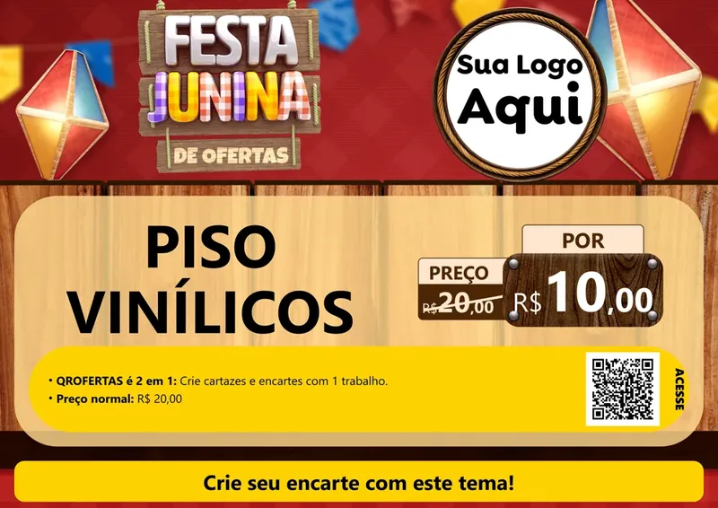 Modelo de Cartaz para Cartaz A4 Horizontal com o tema Festa Junina de Ofertas para Material para Construção
