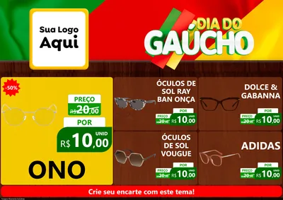 Modelo de Encarte para Encarte A4 Horizontal com o tema Dia do Gaúcho para Óticas