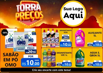 Modelo de Encarte para Encarte A4 Horizontal com o tema Torra Preços para Produtos de Limpeza