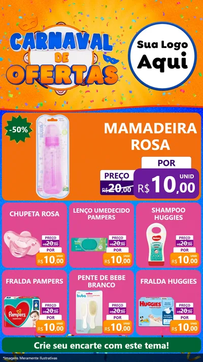 Modelo de Rede Social para Stories com o tema Carnaval de Ofertas para Bebês