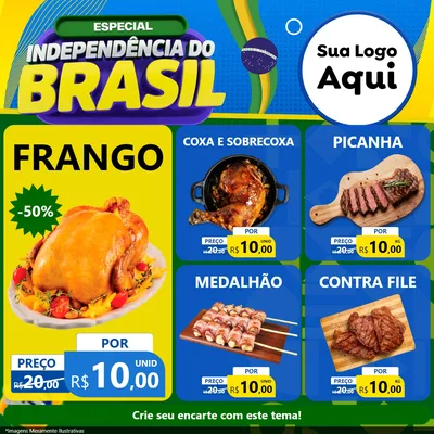 Modelo de Rede Social para Feed Facebook com o tema Especial Independência do Brasil para Assados