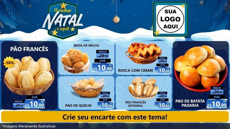 Modelo de TV para TV Horizontal com o tema O Melhor Natal É Aqui! para Padaria