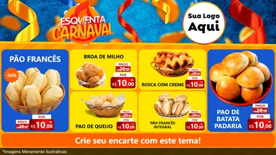 Modelo de TV para TV Horizontal com o tema Esquenta de Carnaval para Padaria