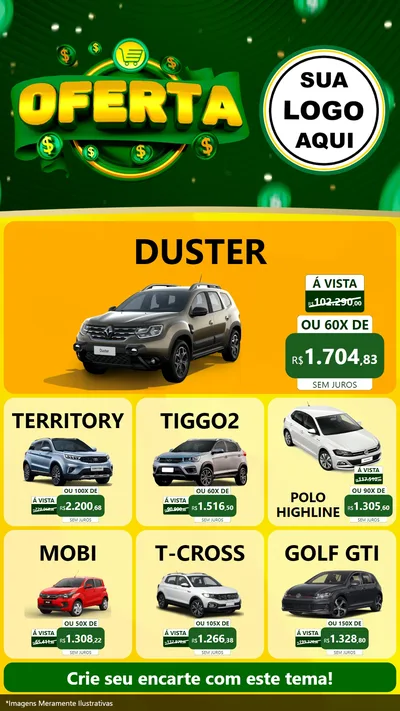 Modelo de Rede Social para Stories com o tema Oferta para Concessionaria de Carros