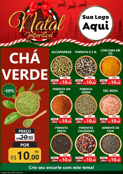 Modelo de Encarte para Encarte A4 Vertical com o tema Natal Imperdível para Produtos Naturais
