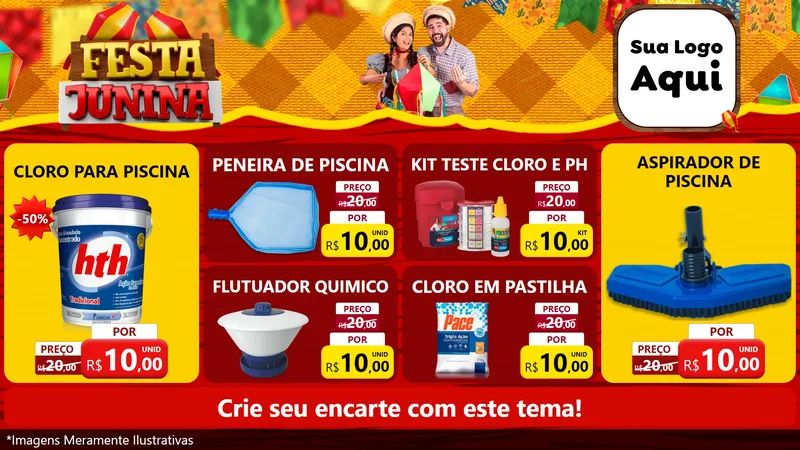 Modelo de TV para TV Horizontal com o tema Festa Junina para Produtos para Piscina