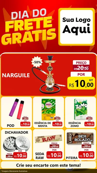 Modelo de Rede Social para Stories com o tema Dia do Frete Grátis para Tabacaria
