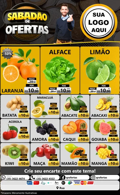 Modelo de Encarte para Encarte Grande com o tema Sabadão de Ofertas para Hortifrúti
