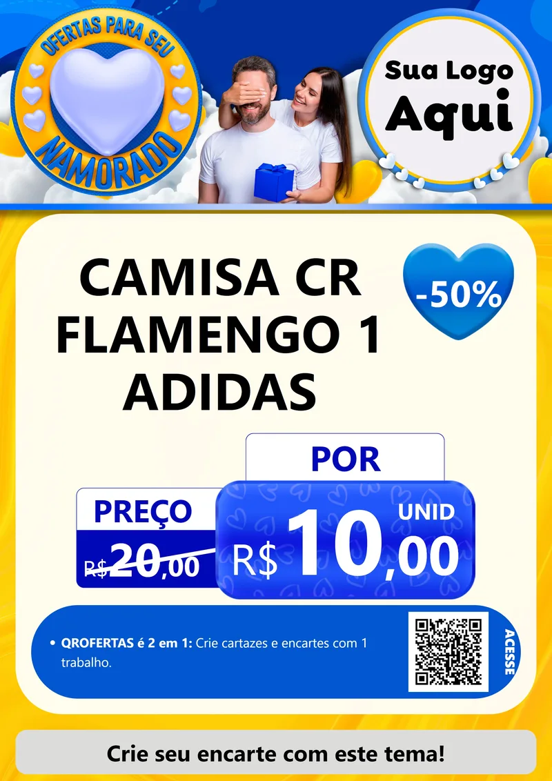 Modelo de Cartaz para Cartaz A4 Vertical com o tema Ofertas Para Seu Namorado para Roupas e acessórios