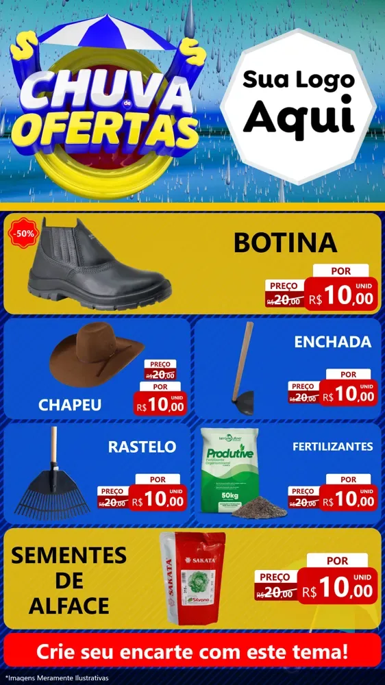 Modelo de TV para TV Vertical com o tema Chuva de Ofertas para Agropecuária