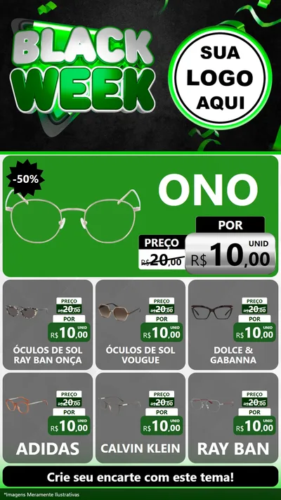 Modelo de Rede Social para Stories com o tema Black Week para Óticas