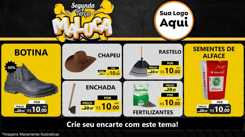 Modelo de TV para TV Horizontal com o tema Segunda e Terça Maluca para Agropecuária