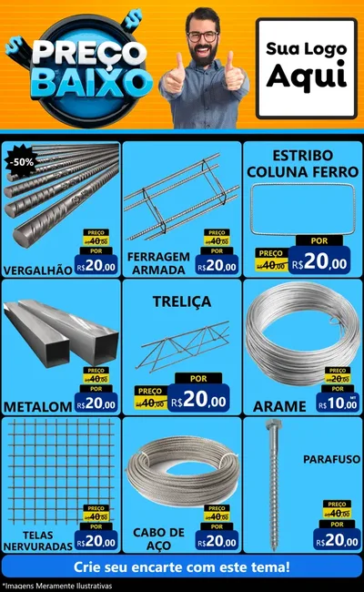 Modelo de Encarte para Encarte Grande com o tema Preço Baixo para Ferragens