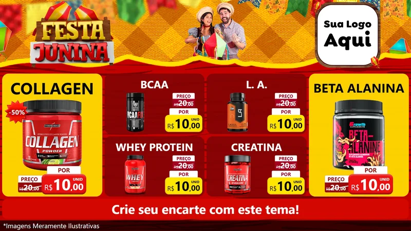 Modelo de TV para TV Horizontal com o tema Festa Junina para Suplementos alimentares