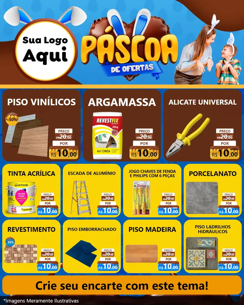 Modelo de Rede Social para Feed Instagram com o tema Páscoa de Ofertas para Material para Construção