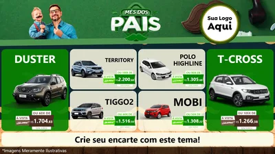 Modelo de TV para TV Horizontal com o tema Mês dos Pais para Concessionaria de Carros