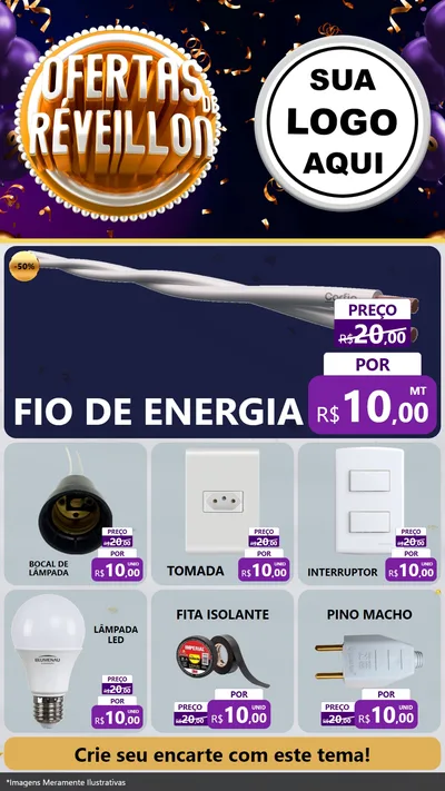 Modelo de Rede Social para Stories com o tema Ofertas de Réveillon para Materiais Elétricos