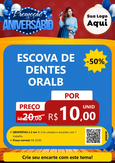 Modelo de Cartaz para Cartaz A4 Vertical com o tema Promoção de Aniversário para Higiene Pessoal