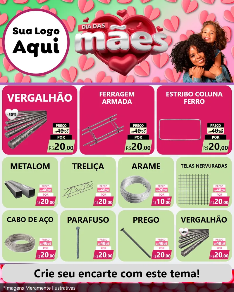 Modelo de Rede Social para Feed Instagram com o tema Dia das Mães para Ferragens