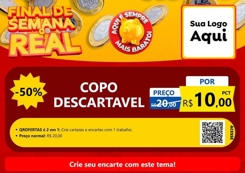 Modelo de Cartaz para Cartaz A4 Horizontal com o tema Final de Semana do Real para Embalagens