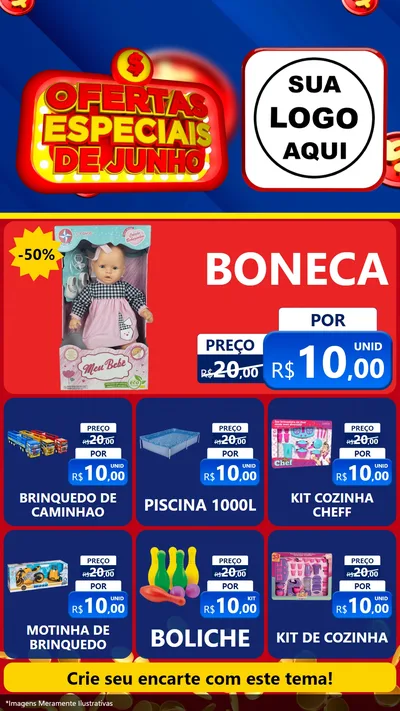 Modelo de Rede Social para Stories com o tema Ofertas Especiais de Junho para Brinquedos