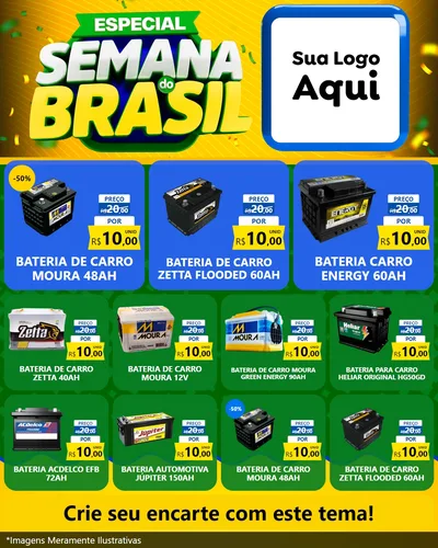 Modelo de Rede Social para Feed Instagram com o tema Especial Semana do Brasil para Baterias Elétricas