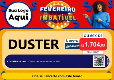 Modelo de Cartaz para Cartaz A4 Horizontal com o tema Fevereiro Imbatível para Concessionaria de Carros