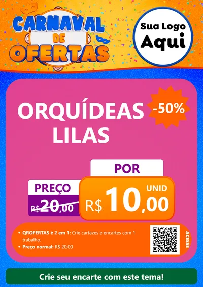 Modelo de Cartaz para Cartaz A4 Vertical com o tema Carnaval de Ofertas para Floricultura e jardim