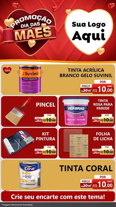 Modelo de TV para TV Vertical com o tema Promoção Dia das Mães para Tintas e Ferramentas