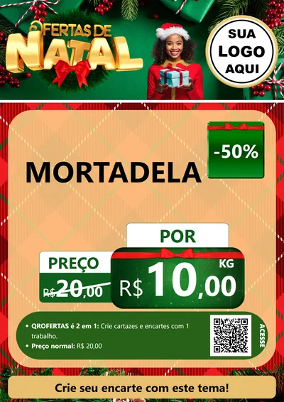 Modelo de Cartaz para Cartaz A4 Vertical com o tema Ofertas de Natal para Frios e Laticínios
