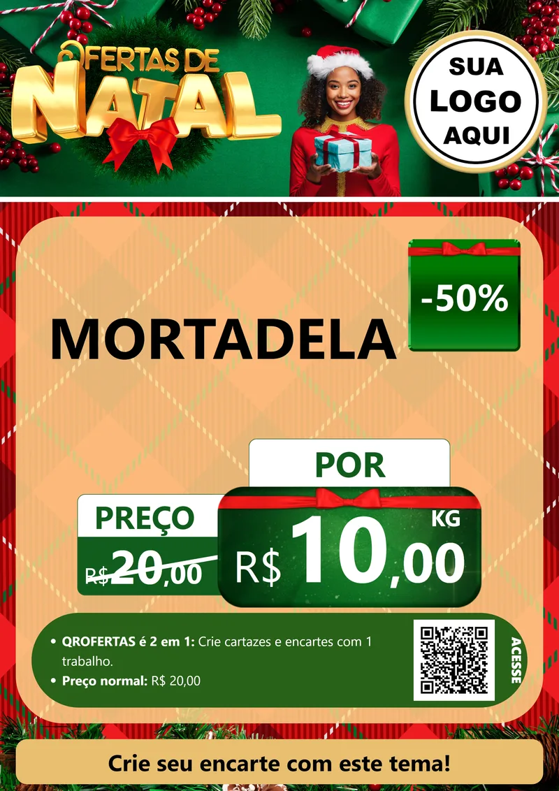 Modelo de Cartaz para Cartaz A4 Vertical com o tema Ofertas de Natal para Frios e Laticínios