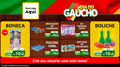 Modelo de TV para TV Horizontal com o tema Dia do Gaúcho para Brinquedos