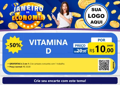 Modelo de Cartaz para Cartaz A4 Horizontal com o tema Janeiro da Economia para Farmácia