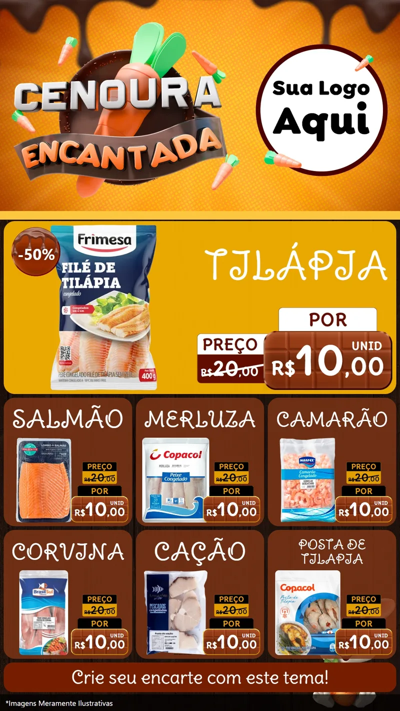 Modelo de Rede Social para Stories com o tema Cenoura Encantada - Páscoa para Peixaria