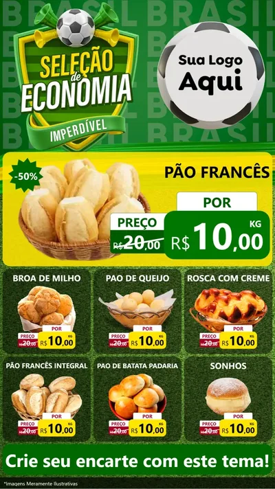 Modelo de Rede Social para Stories com o tema Seleção de Economia - Copa para Padaria