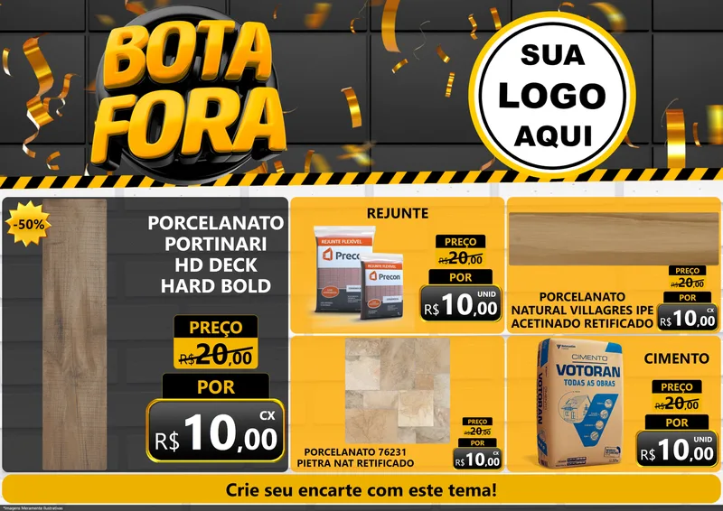 Modelo de Encarte para Encarte A4 Horizontal com o tema Bota Fora para Pisos e revestimentos