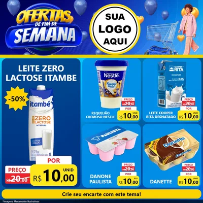 Modelo de Rede Social para Feed Facebook com o tema Ofertas de Fim de Semana para Frios e Laticínios