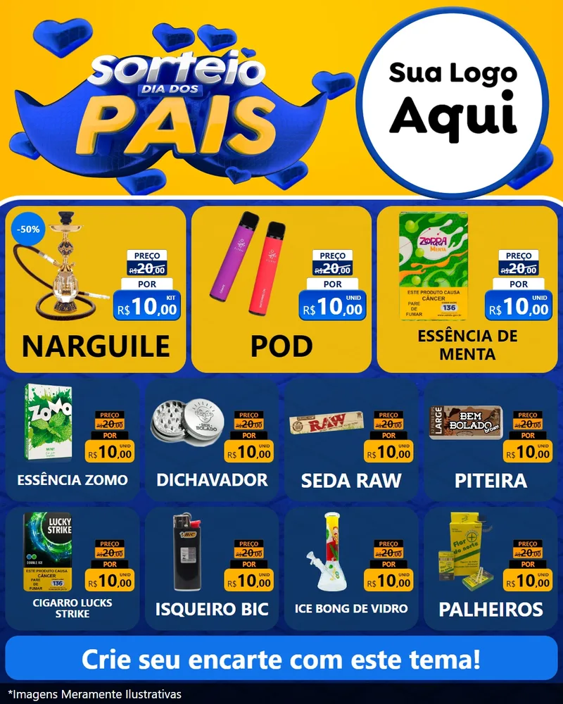 Modelo de Rede Social para Feed Instagram com o tema Sorteio Dia dos Pais para Tabacaria