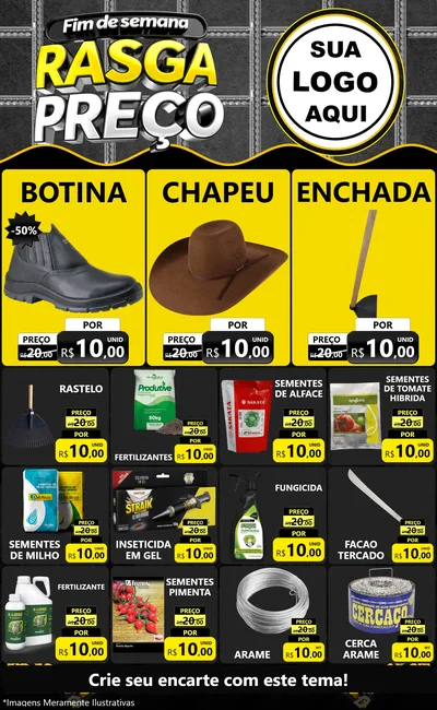 Modelo de Encarte para Encarte Grande com o tema Fim de Semana Rasga Preço para Agropecuária