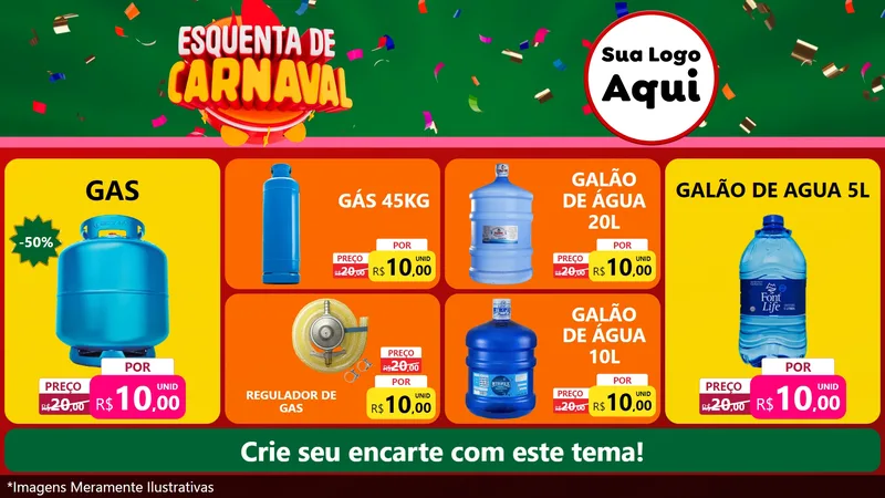 Modelo de TV para TV Horizontal com o tema Esquenta de Carnaval para Água e gás