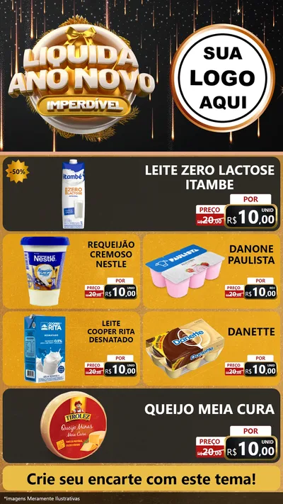 Modelo de TV para TV Vertical com o tema Liquida Ano Novo Imperdível para Frios e Laticínios