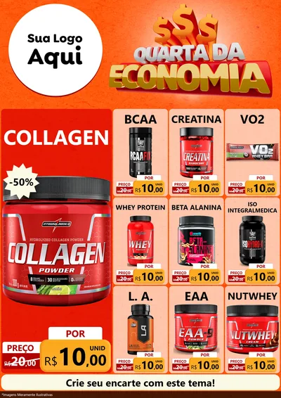 Modelo de Encarte para Encarte A4 Vertical com o tema Quarta da Economia para Suplementos alimentares