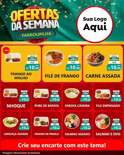 Modelo de Rede Social para Feed Instagram com o tema Ofertas da Semana Farroupilha para Restaurante