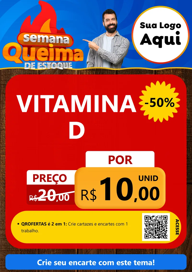 Modelo de Cartaz para Cartaz A4 Vertical com o tema Semana Queima de Estoque para Farmácia