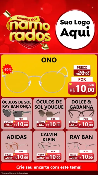 Modelo de Rede Social para Stories com o tema Semana dos namorados para Óticas